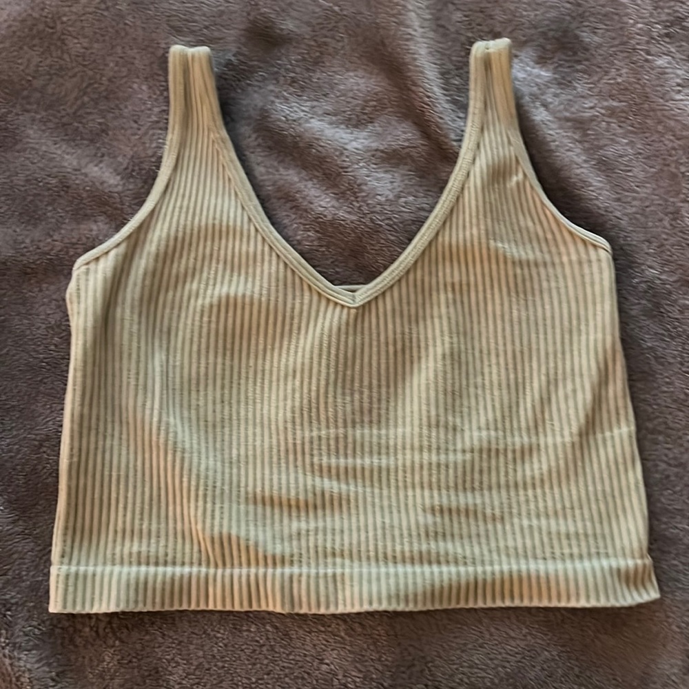 Ribbed Green Crop Top (small)